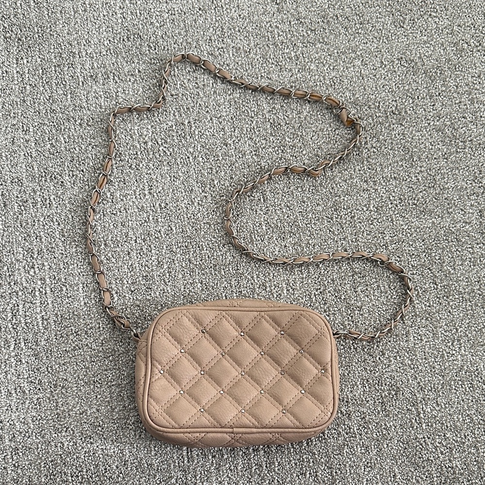 Quilted Crossbody Bag in Taupe - Women's Shoulder Chain Bag